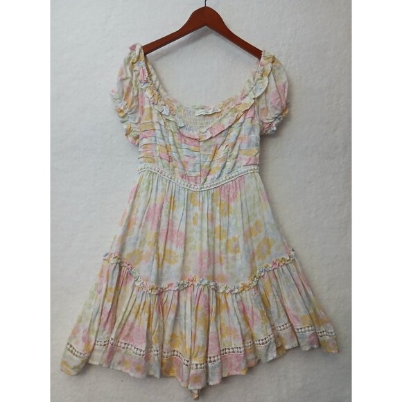 ALTAR’D STATE Floral mini dress with ruffles, cap sleeve tiered skirt. Size S - Picture 4 of 10